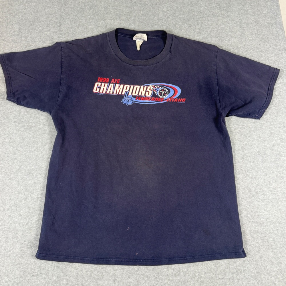 CSA Tennessee Titans T Shirt Navy 1999 AFC Champions Super Bowl XXXIV Vintage XL